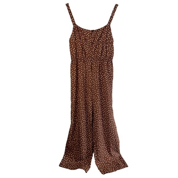 Zara Pants - Zara 100% cotton brown and cream polka dot jumpsuit - estimated size XS